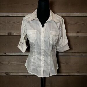 H&M‎ Striped Button Down Shirt Women's 8 – Fitted Office Core Minimalist